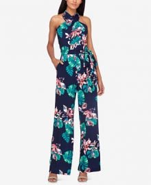 Tahari ASL Floral-Print Halter Jumpsuit at Macys